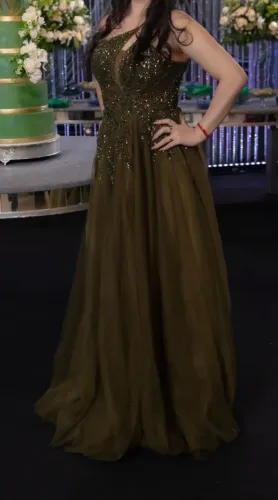 Vestido festa verde musgo