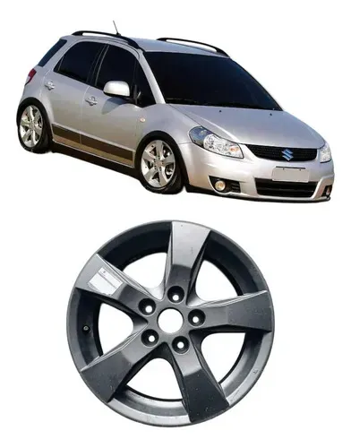 Roda Liga Leve R16 5x114,3 Mm Suzuki Sx4 2006 A 2009 Cinza-escuro