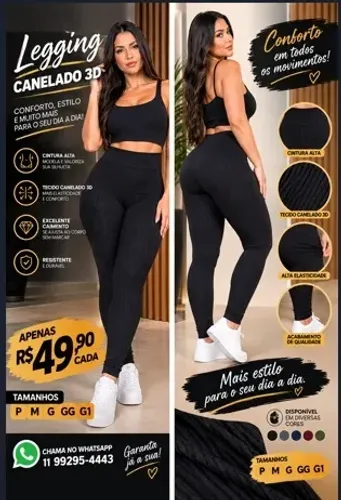Legging canelada 3D- Cintura Alta