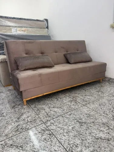 Sofá Cama Casal 1,80m Veludo Resistente e Aconchegante