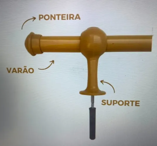 Kit Varão Aço Simples Para Cortina 2,40m 19mm Marfim