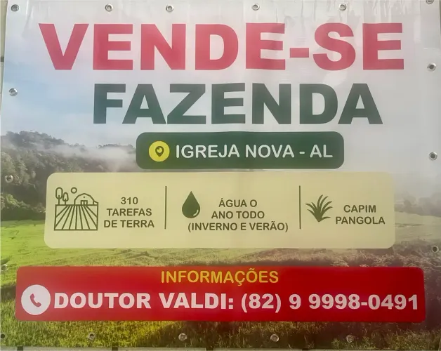 Vendo fazenda localizado IGREJA NOVA / ALAGOAS