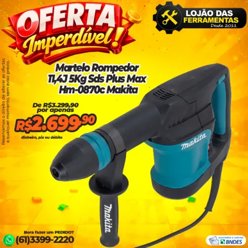 Martelo Rompedor 11,4J 5Kg Sds Plus Max Hm-0870c Makita