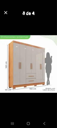 Guarda roupas de 6 portas e duas gavetas grandes novo na caixa