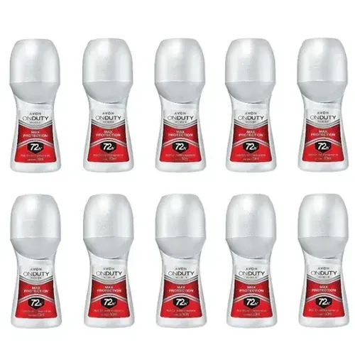 Kit 10 Desodorantes Feminino Antitranspirante Roll-on Avon On Duty Max Protection 72h 50ml