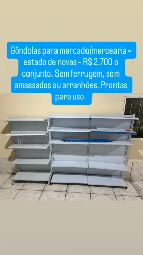 Gôndolas para mercado/mercearia - estado de novas - R$ 2.700 o conjunto.