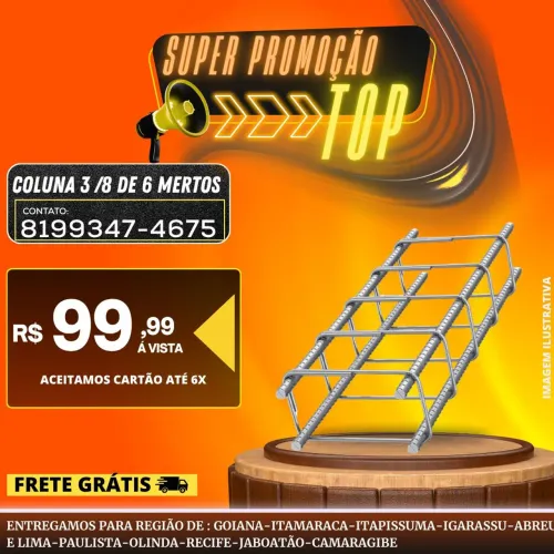 Coluna 3/8 de 6 metros nova de fábrica frete grátis 