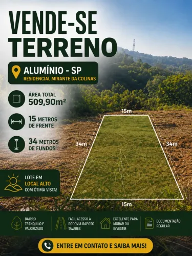 ? TERRENO À VENDA - RESIDENCIAL MIRANTE DAS COLINAS | ALUMÍNIO/SP
