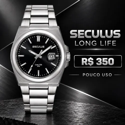 Relógio Seculus Long Life pulseira integrada