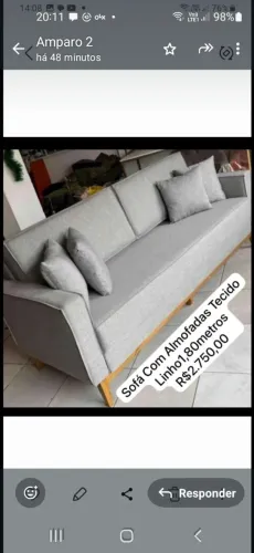 Sofá com  almofadas tecido limho1,metros80