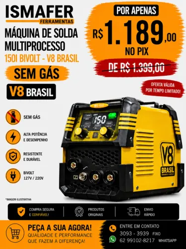 MAQUINA DE SOLDA MULTIPROCESSO 150I BIVOLT - V8 BRASIL
