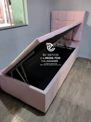Cama box Baú Tamanho solteiro 88x1.88 Blindado com Pistão a Gás