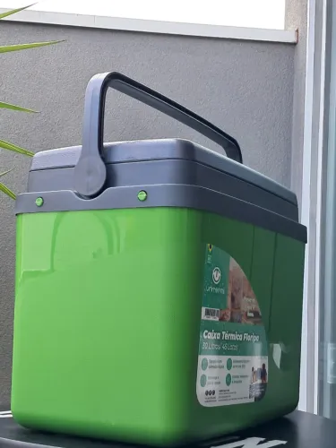 Caixa térmica Cooler 30L Alça Tampa bandeja Floripa Unitermi Cerveja Praia Churrasco