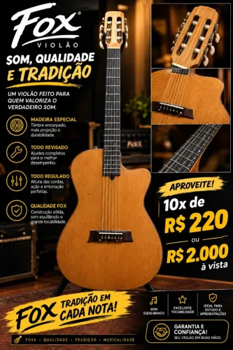 Violão Fox nylon elétrico 