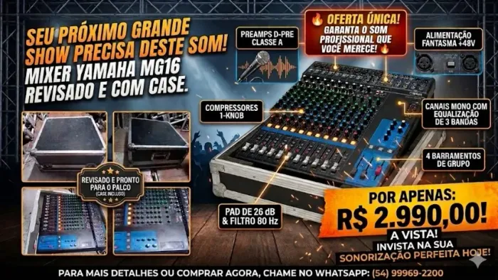 Mixer Yamaha MG1602 - 16 Canais Alta Qualidade