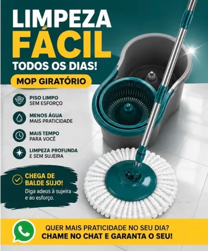 ? Chega de Esfregar! MOP Giratório para Facilitar sua Limpeza