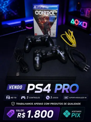 Ps4 pro 4k hd 1 tera 2 controles original