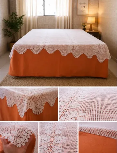 Colcha de Crochê Artesanal Casal 2,13m x 1,85m - Peça Feita à Mão