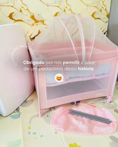 Berço e cercado rose + COLCHÃO NOVO