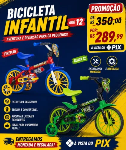 Bicicleta infantil aro 12 R$ 289.00
