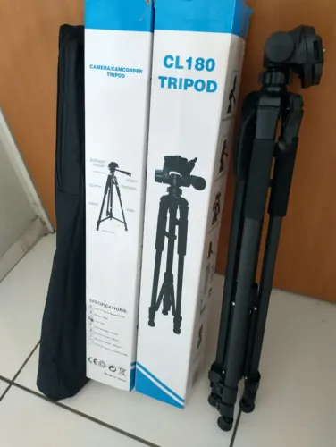 Tripé Profissional CL180 - 1,80m - Bolsa + Suporte Celular - Pan/Tilt 360° - Novo