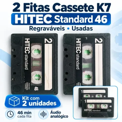 2 Fitas Cassete K7 HITEC Standard 46 Regraváveis Usadas