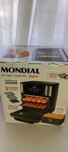 FORNO AIR FRYER MONDIAL 12L DIGITAL 2000W 127V - FUNCIONANDO - SEM CESTO 