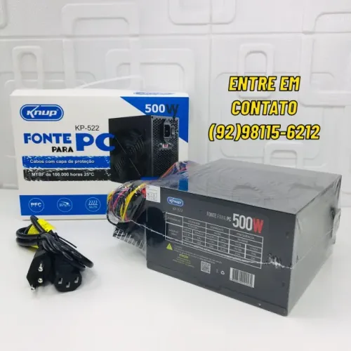 Fonte Para Pc 500w Alimentação Cabos com Capa de Proteção-Entregas 9h as 22h