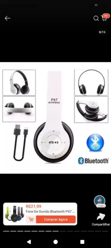 Headphone Bluetooth P47 Wireless Dobrável 