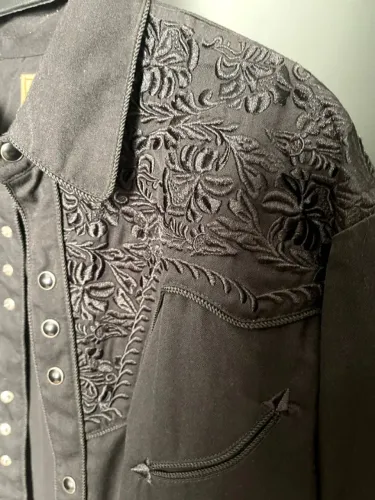 Camisa Country Americana - Preta bordada