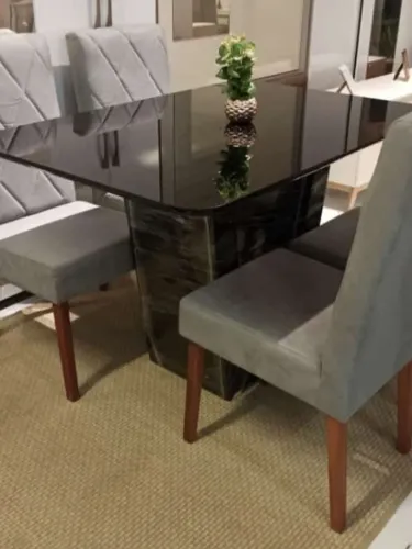 Conjunto Mesa Laca Preta e 4 Cadeiras P.R.O.M.O.Ç.Ã.O