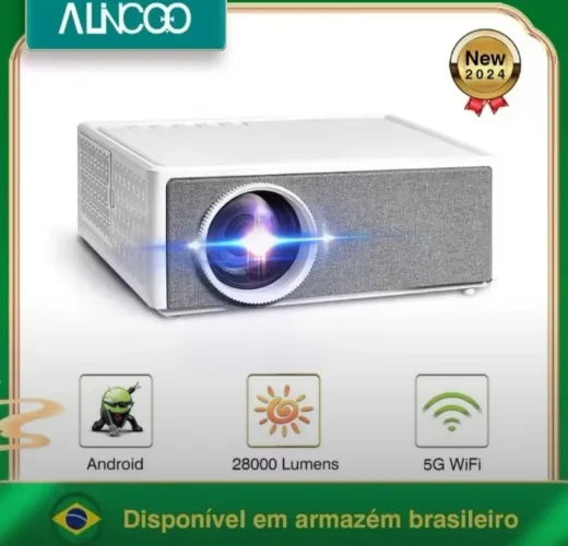 Projetor incrível Alincoo 1080P HDMI, wi-fi, Netflix, youtube com controle remoto
