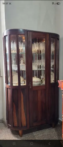 Móveis antigos, cristaleira antiga art nouveau sucupira