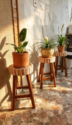 Banquetas de madeira