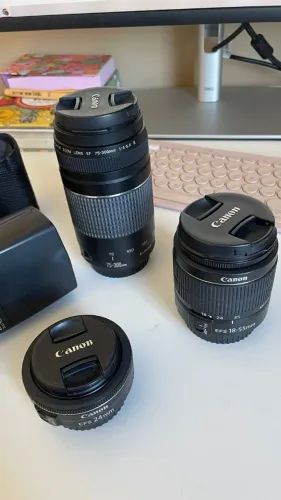 Kit de Lentes Canon 75-300mm, 50mm f/1.8 e 18-55mm + Flash Yongnuo YN-565EX III