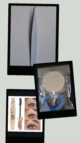 Kit com Espelho, Rímel e Pinça 
