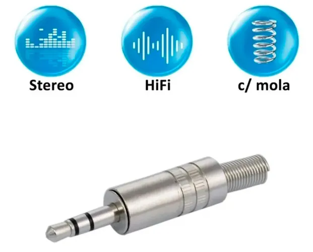Plug P2 stereo desmontável de metal