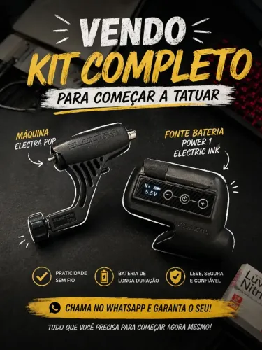 Kit Electric INK maquina Tatuagem Profissional Completo - Máquina + Fonte Digital sem fio