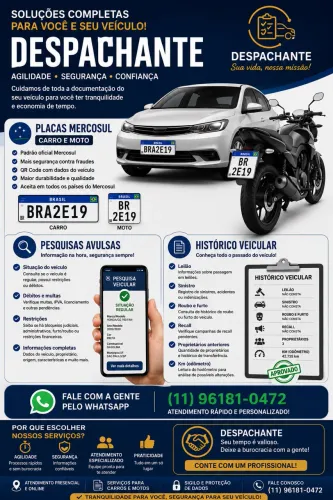 Despachantes e serviços para o seu automóvel.