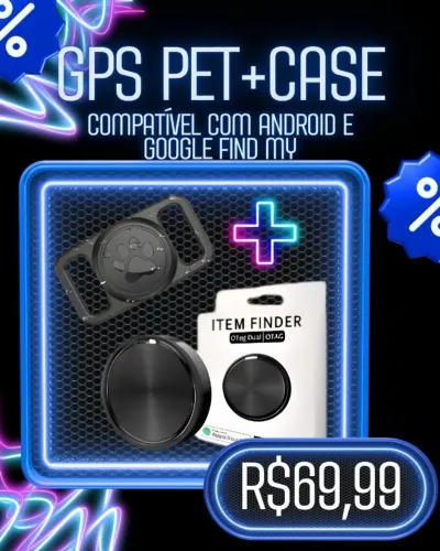 GPS Localizador para Pet + Case de Silicone | Compatível com Android (Google Find My)