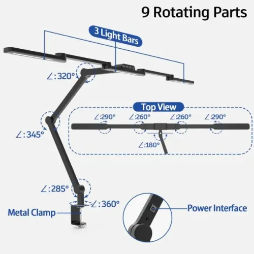 Luminária De Mesa Led Articulada Micomlan FDDL03 - Com Garra / Perfeita Para Home Office