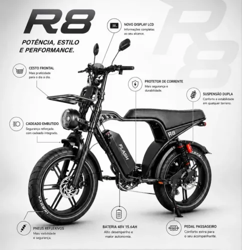 Bike elétrica FLASH R8 1000w 