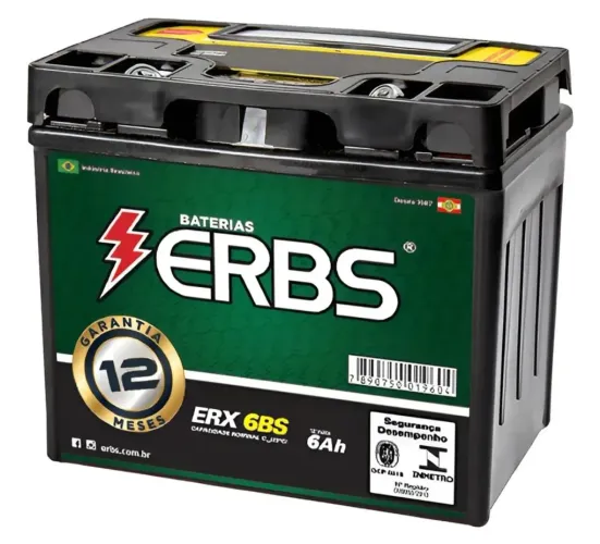 Bateria Moto Erbs 6Ah Biz 125es Titan 150 Mix Factor 125