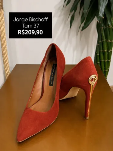 Scarpin Jorge Bischoff Vermelho Camurça Tam 37 Salto Alto Elegante Original