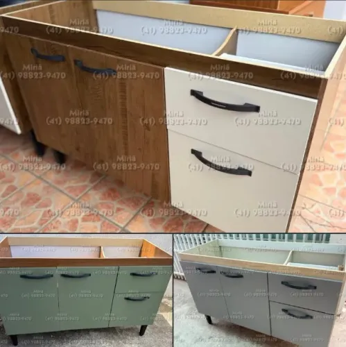 Balcão Novo para pia *desmontado* 120cm 1 Gaveta 3 Portas - SEM TAMPO