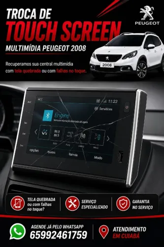 Tela de Toque Touch Screen Peugeot 2008 - Multimidia Original Peugeot Toque Fantasma