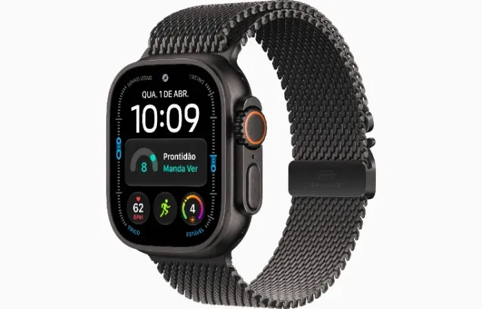 Apple Watch Ultra 4 49MM 5G - Preto com pulseira estilo milanês - Novo Lacrado