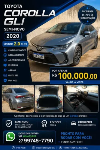 Toyota Corolla GLI 2.0 16V Flex Aut. 2020