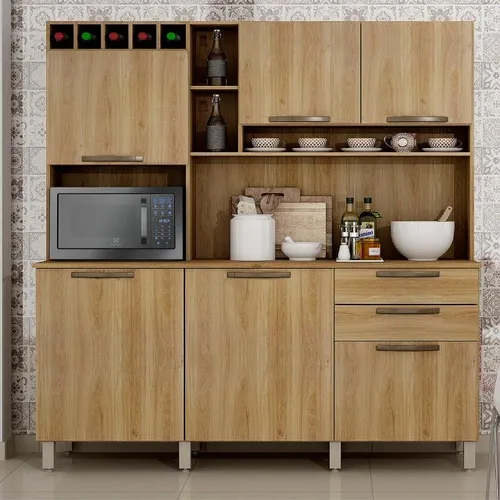 Kit Cozinha Topazio 6P2G Carvalho - Frete Grátis - Receba Hoje