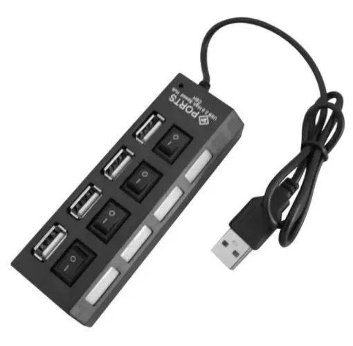 Régua Com 4 Portas Usb 2.0 Hub 5.0gb/s Lotus Produto Novo na Embalagem